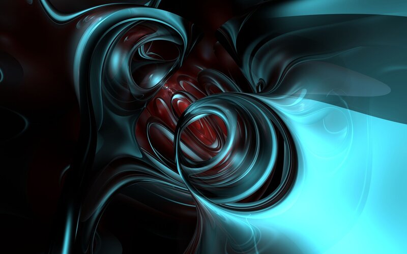 Abstract Fluid Swirls — Blue, Dramatic, Digital Art, Light
