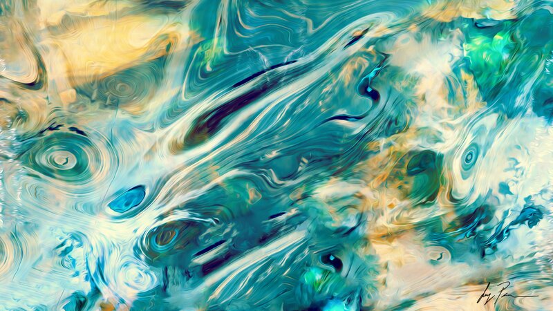 Abstract Fluid Swirls — Blue, Dynamic, Digital Art, Color Blends