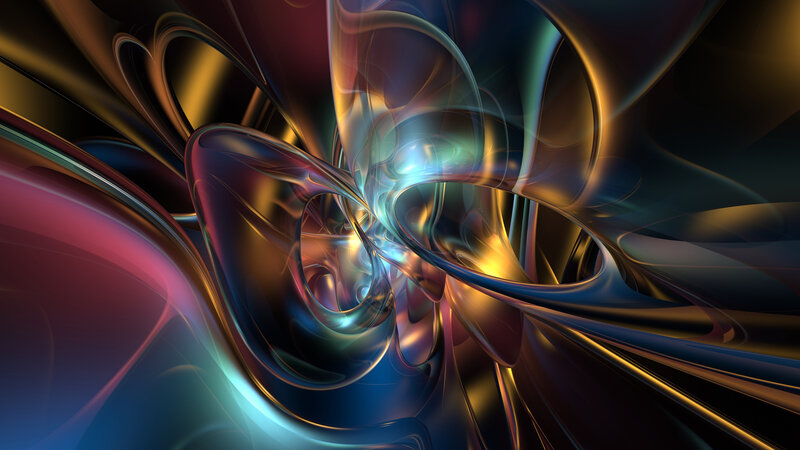 Abstract Fluid Swirls — Blue, Dynamic, Digital Art, Light, Color, Motion, Gold