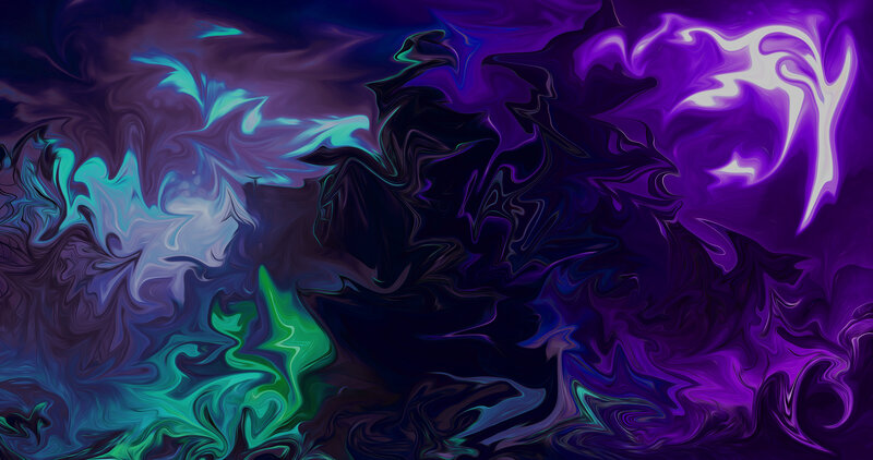 Abstract Fluid Swirls — Purple, Dynamic, Digital Art