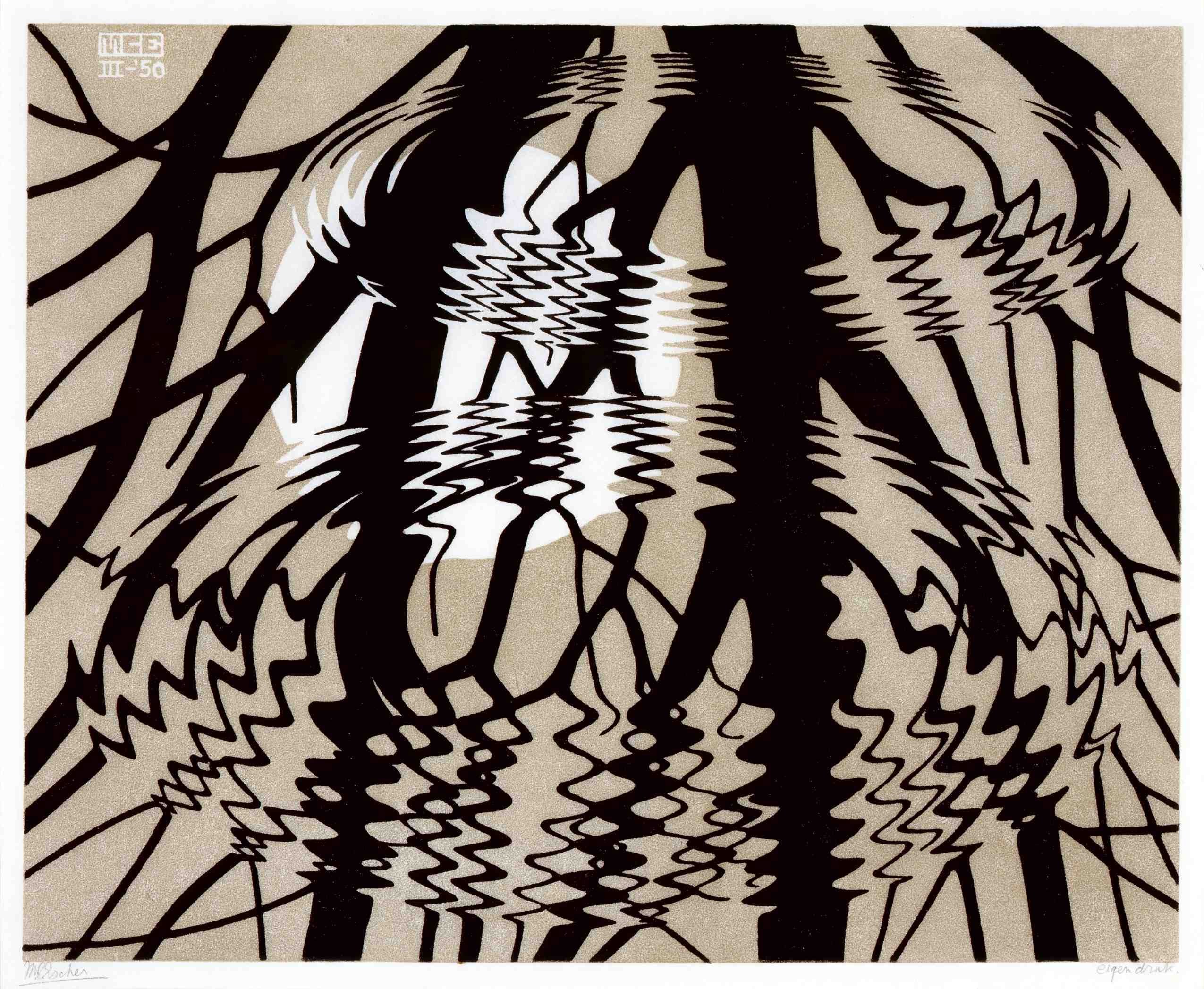 Abstract forest reflection art
