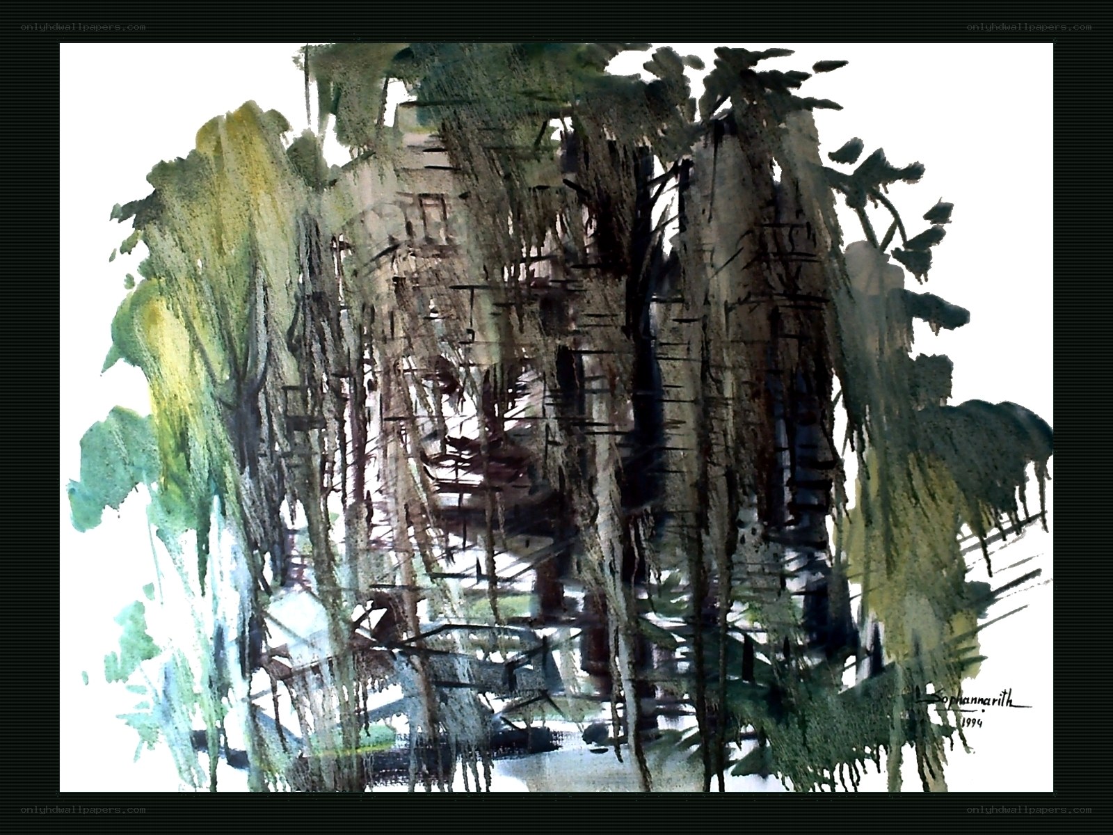 Abstract forest watercolor