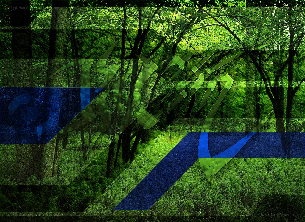 abstract forest with blue overlays