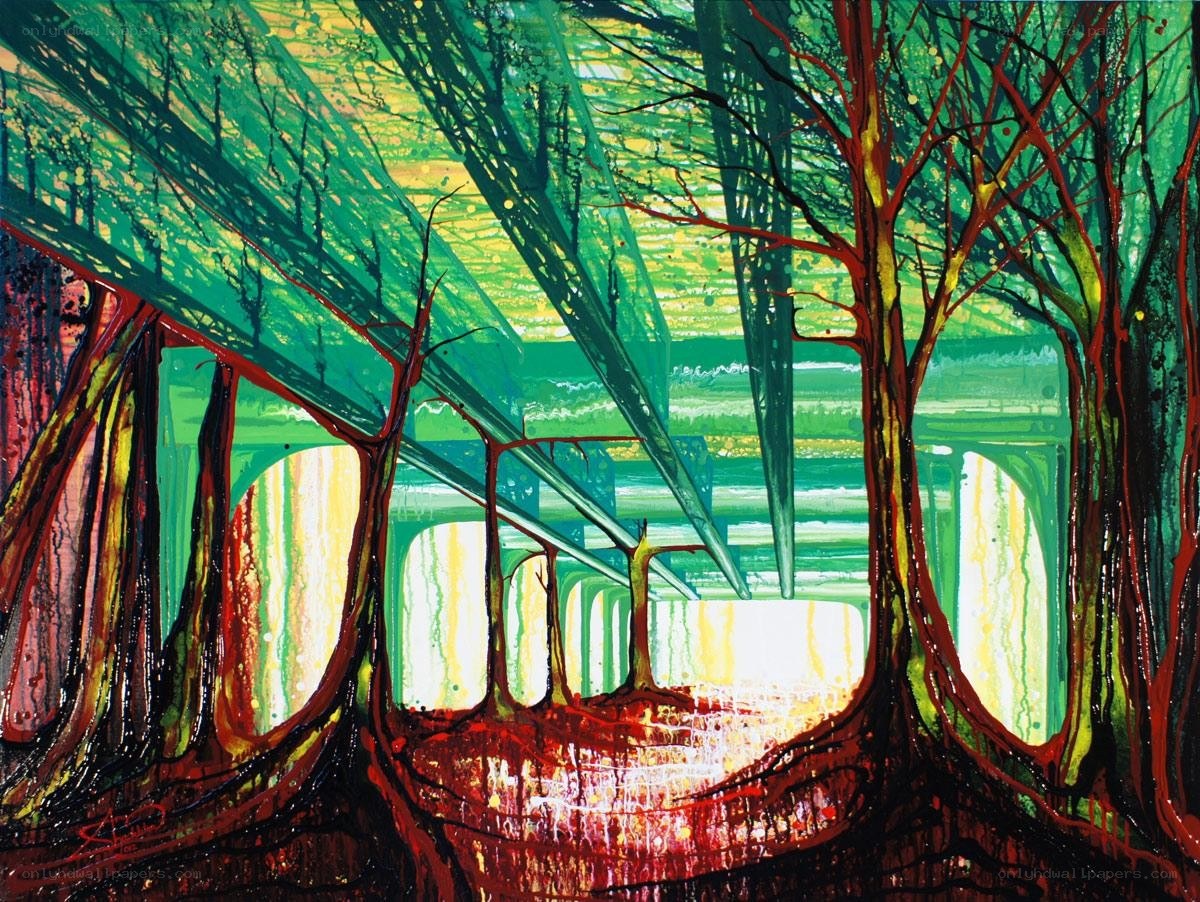 Abstract forest with vibrant colors