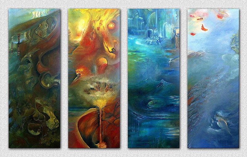 Abstract Four-panel Painting