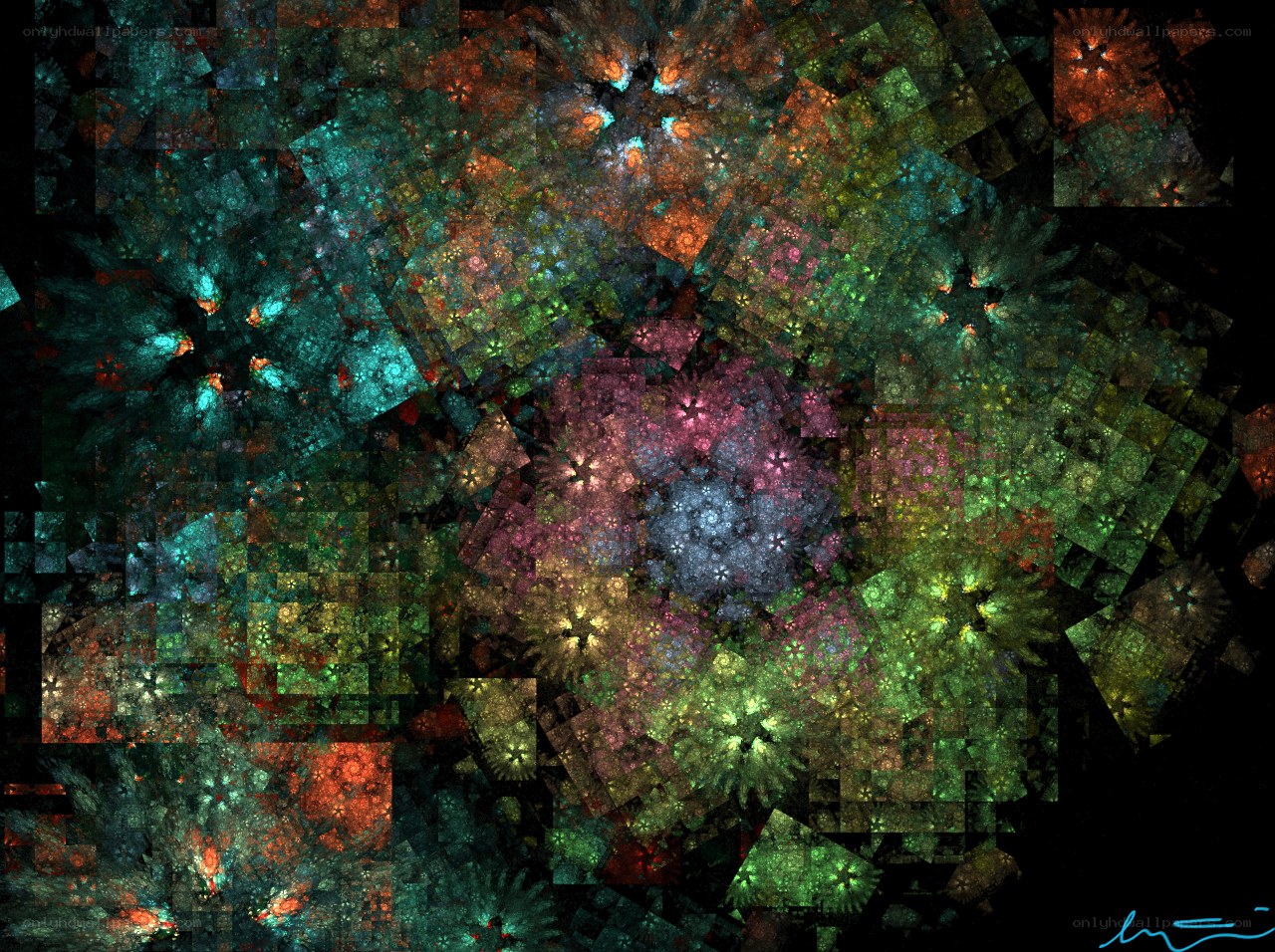 Abstract fractal art collage