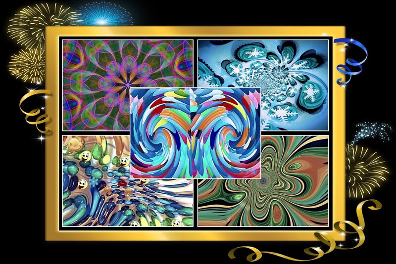 Abstract Fractal Art Collage — Blue