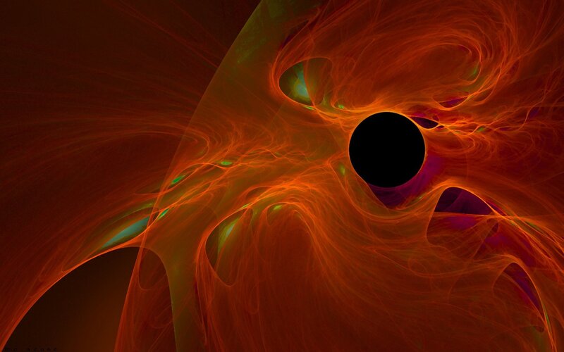 Abstract fractal art with black hole