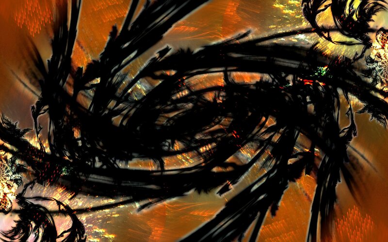 abstract fractal art with black tendrils