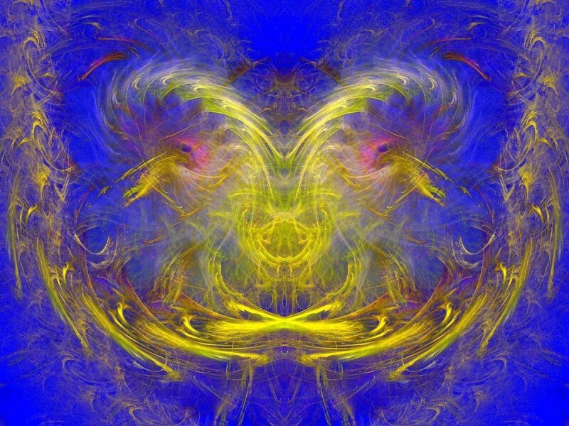 Abstract fractal art with blue and yellow