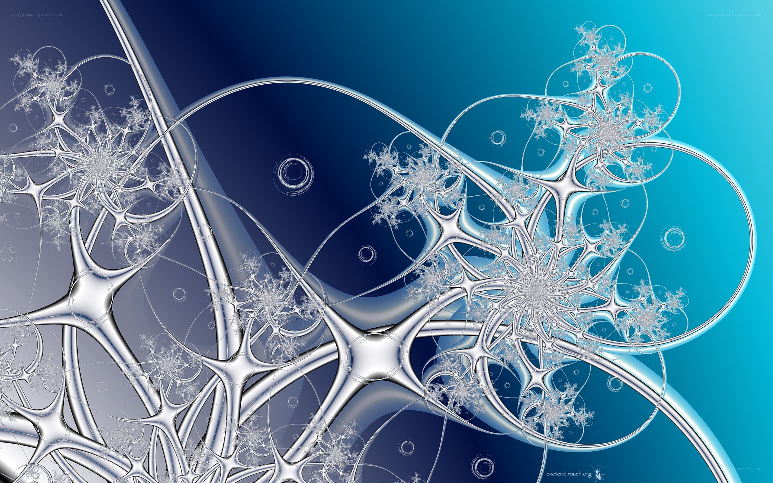Abstract fractal art with blue gradient