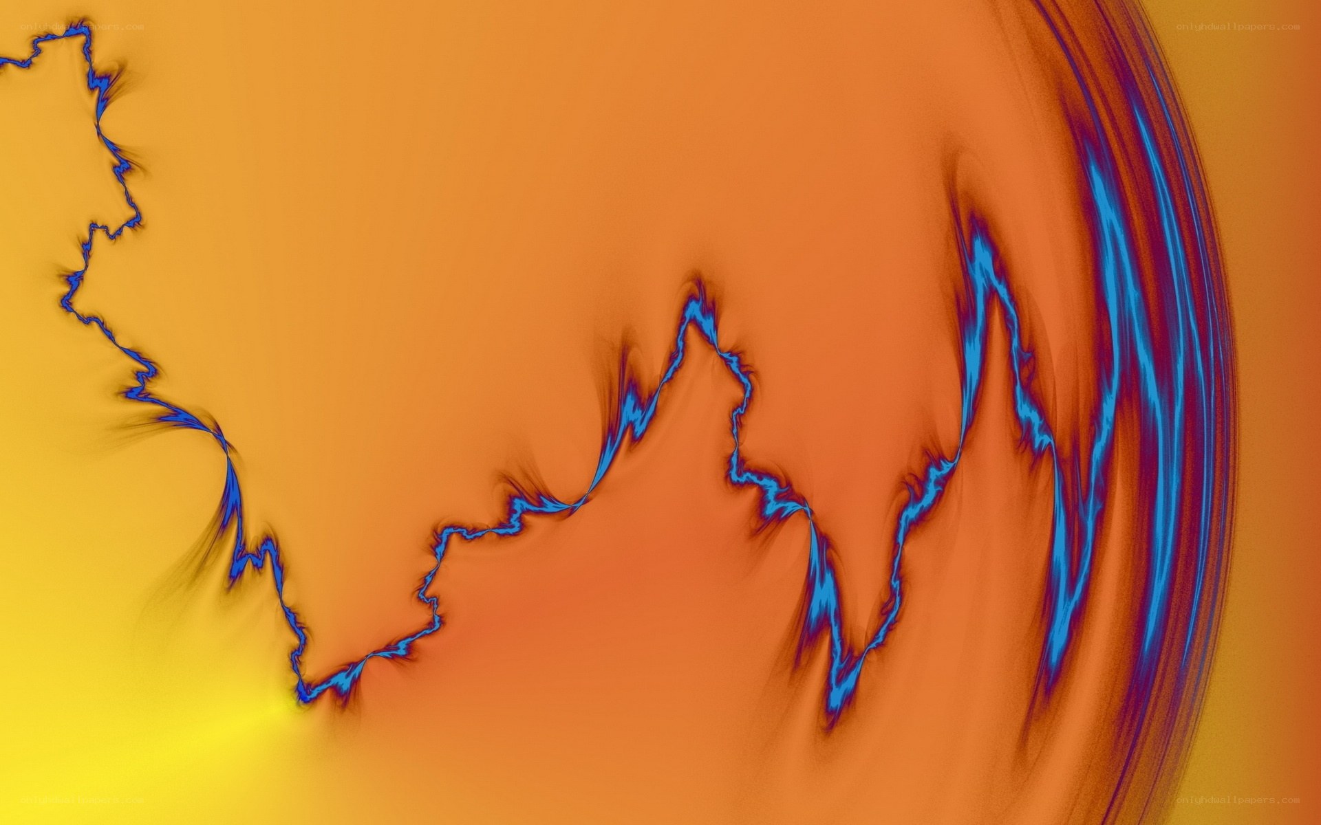 Abstract fractal art with blue lines