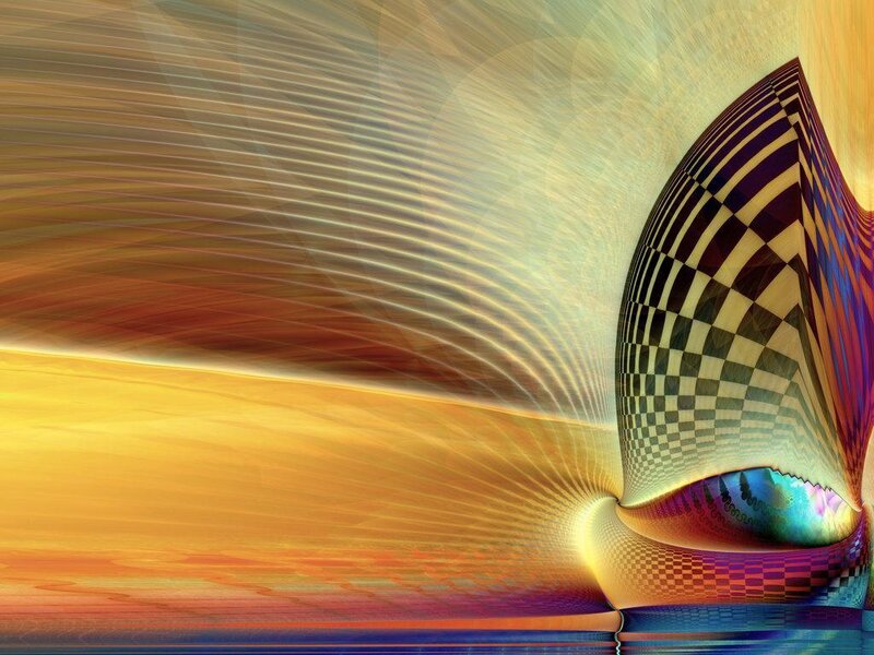 Abstract fractal art with checkerboard pattern