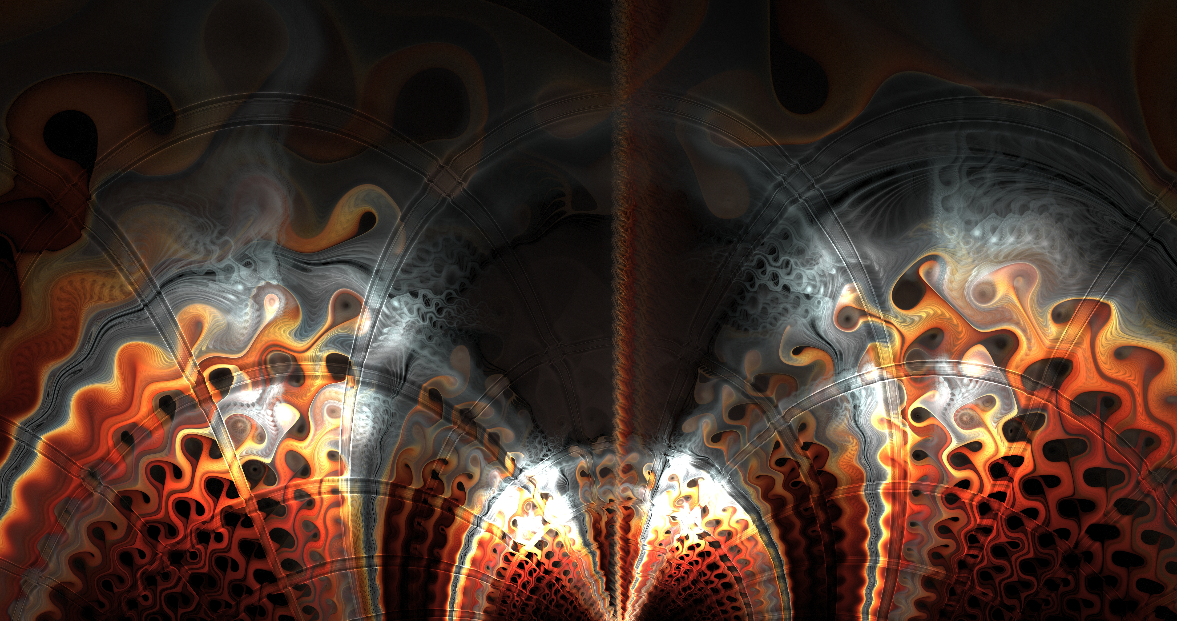 Abstract fractal art with fiery patterns