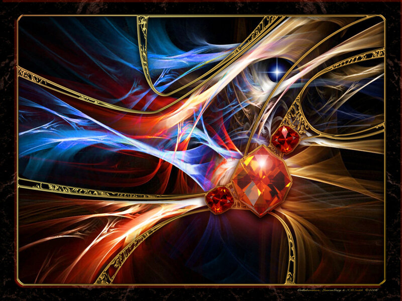 Abstract Fractal Art with Gems