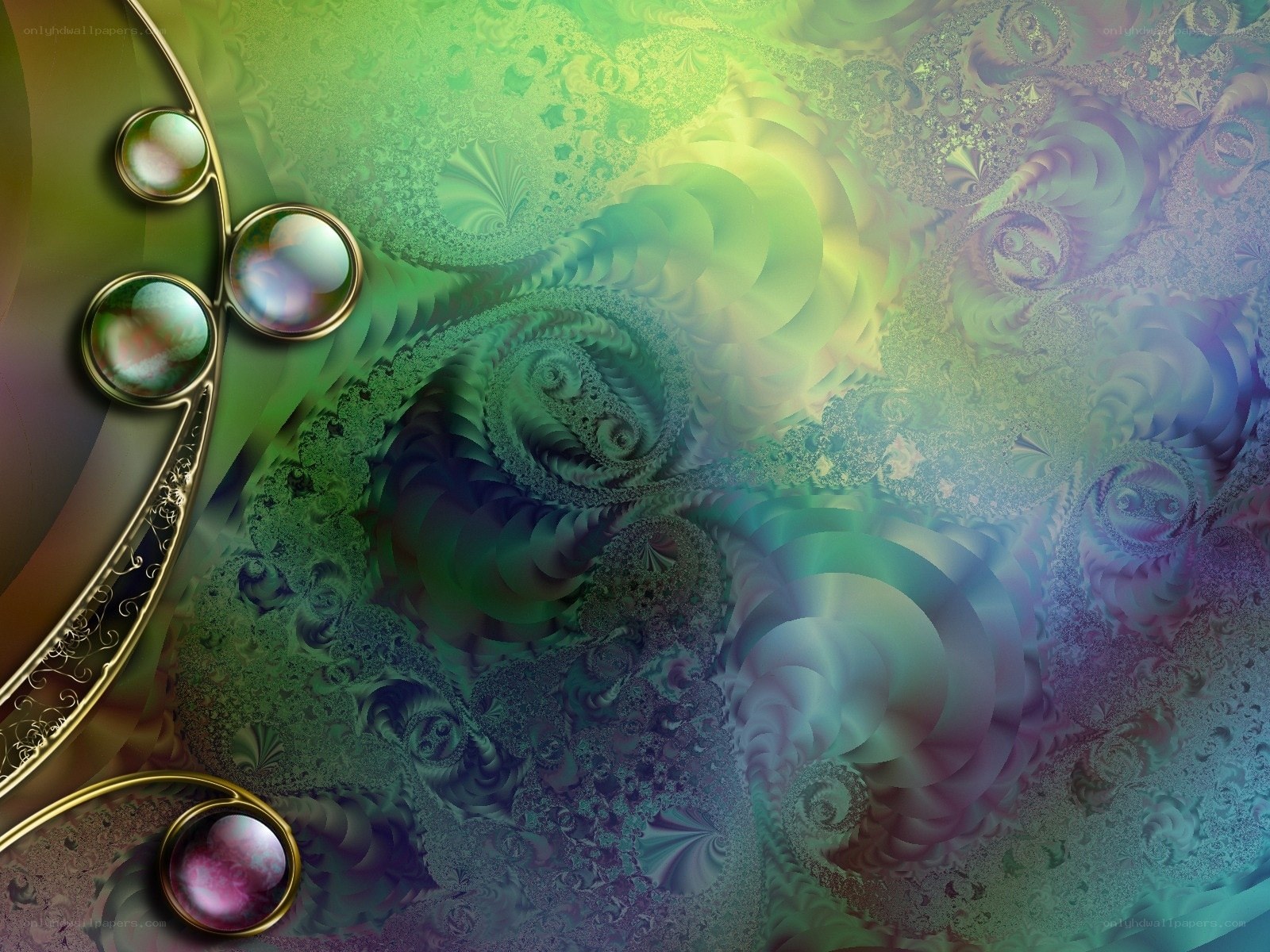 Abstract fractal art with gemstones