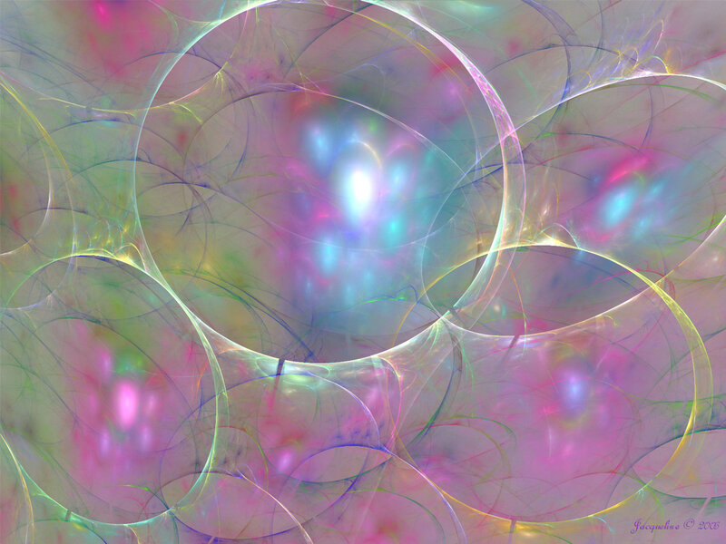 Abstract fractal art with glowing circles