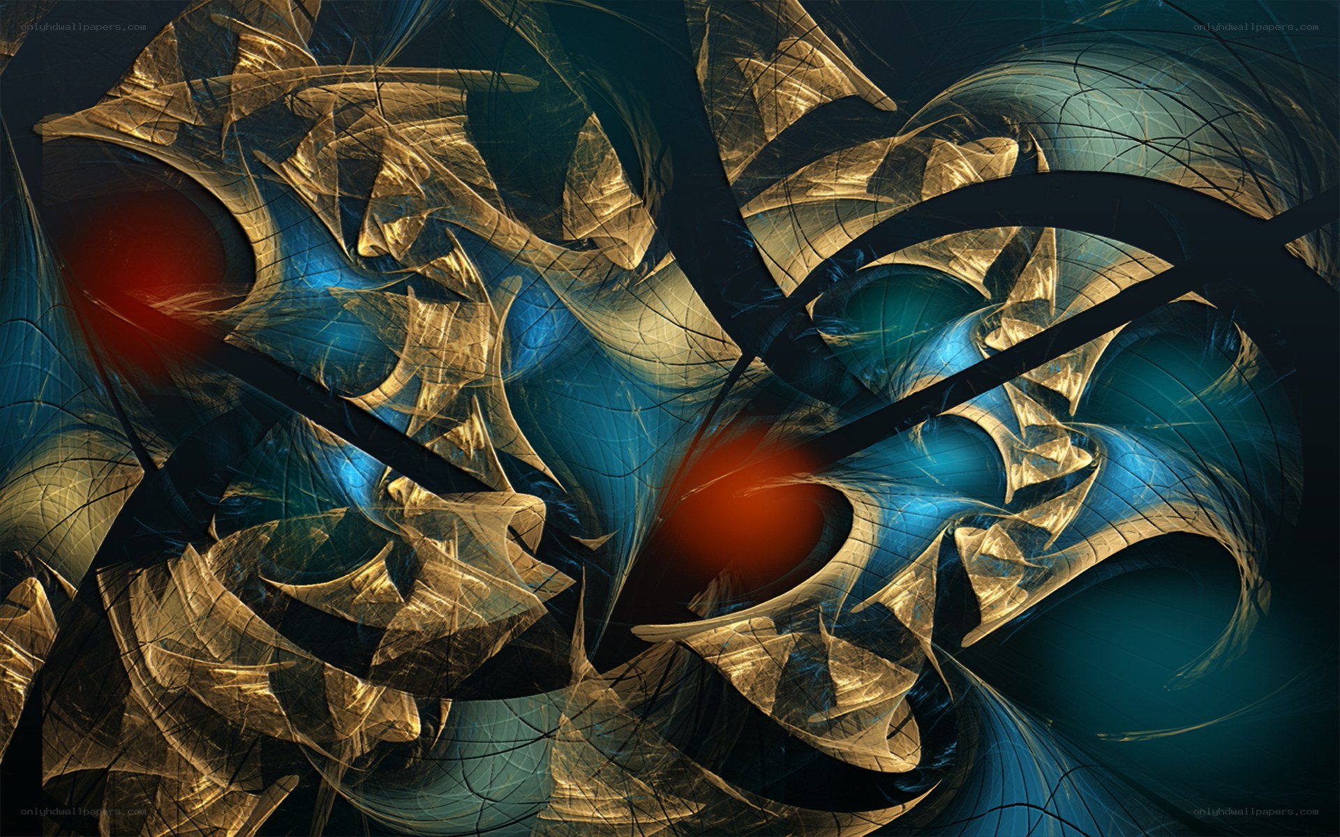 Abstract fractal art with glowing elements
