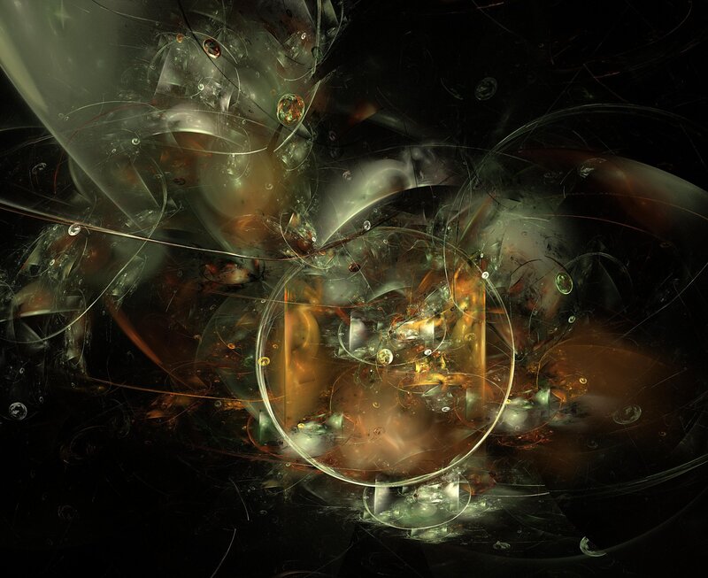 abstract fractal art with glowing orbs