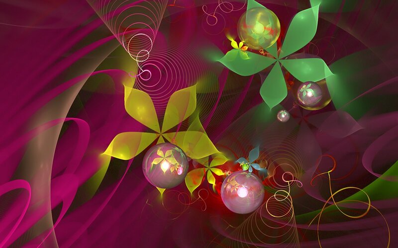 Abstract fractal art with glowing orbs