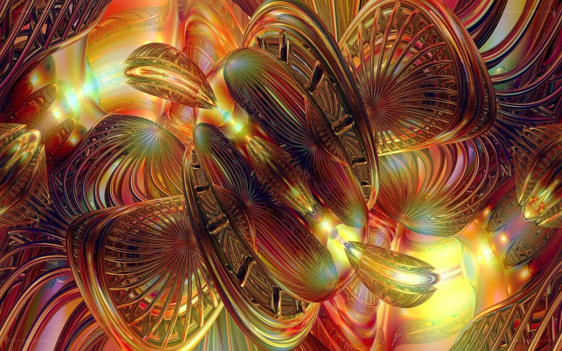 Abstract fractal art with glowing patterns
