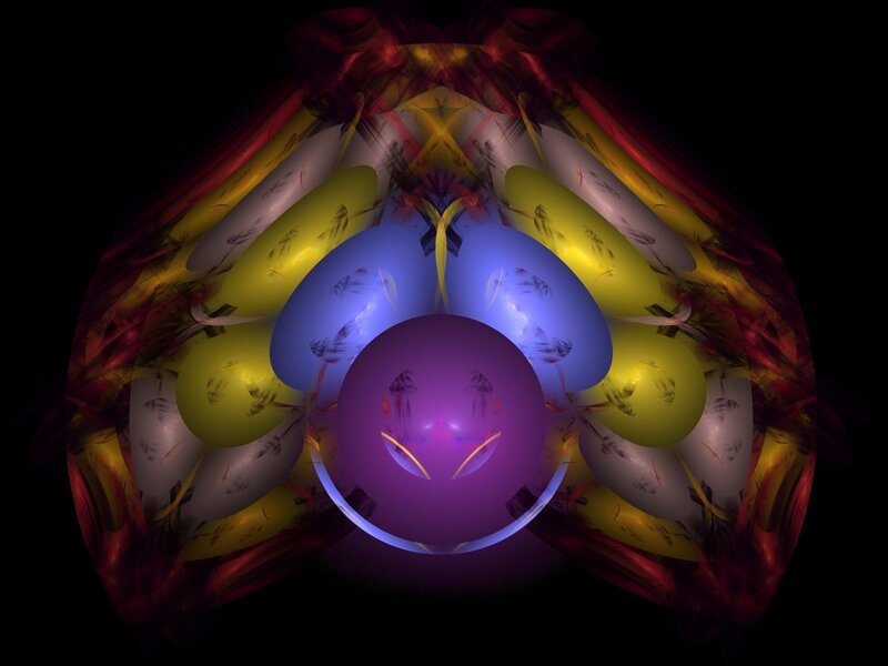 Abstract fractal art with glowing spheres