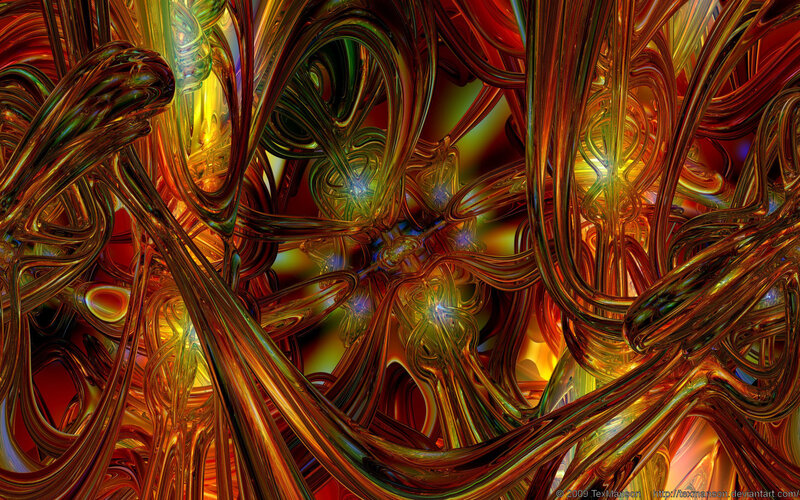 Abstract fractal art with glowing tubes