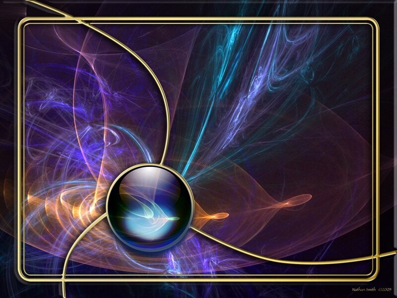 Abstract fractal art with golden frame