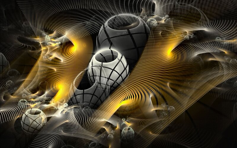 Abstract fractal art with golden light