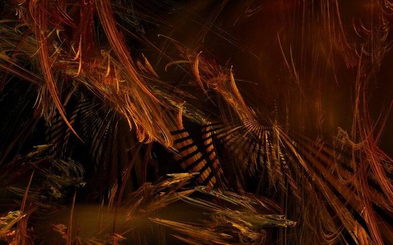 Abstract fractal art with golden strands