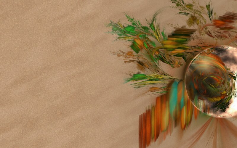 abstract fractal art with green and orange