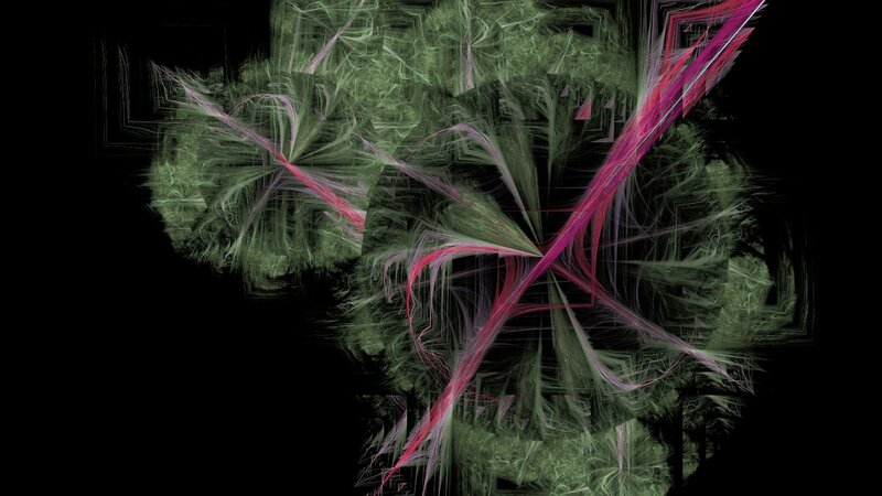 Abstract fractal art with green and pink