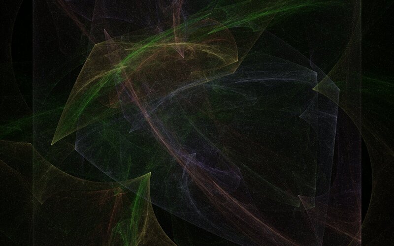 Abstract fractal art with green and purple hues