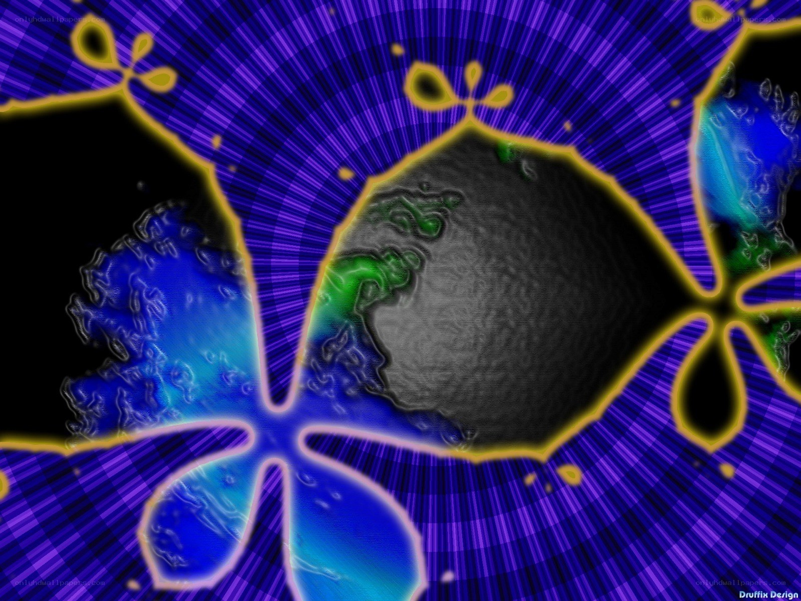 Abstract fractal art with planet