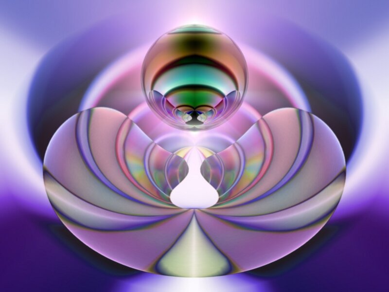 Abstract fractal art with purple and green hues