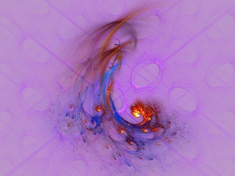 Abstract fractal art with purple and orange swirls