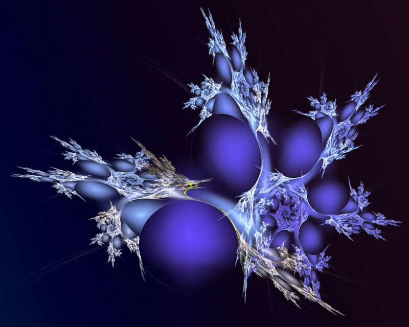 Abstract fractal art with purple spheres