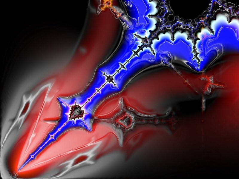 Abstract fractal art with red and blue