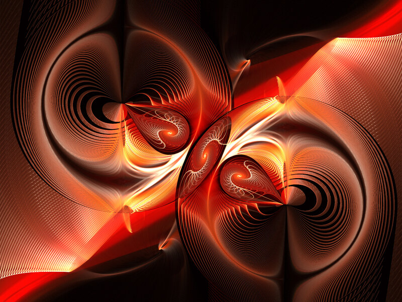 Abstract fractal art with red and orange swirls