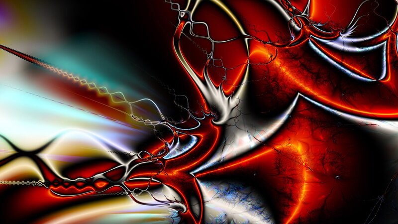 Abstract fractal art with red and silver