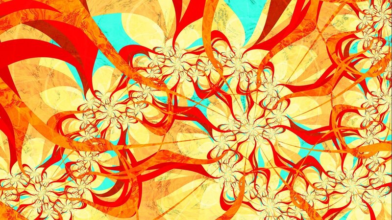 Abstract fractal art with red and yellow swirls