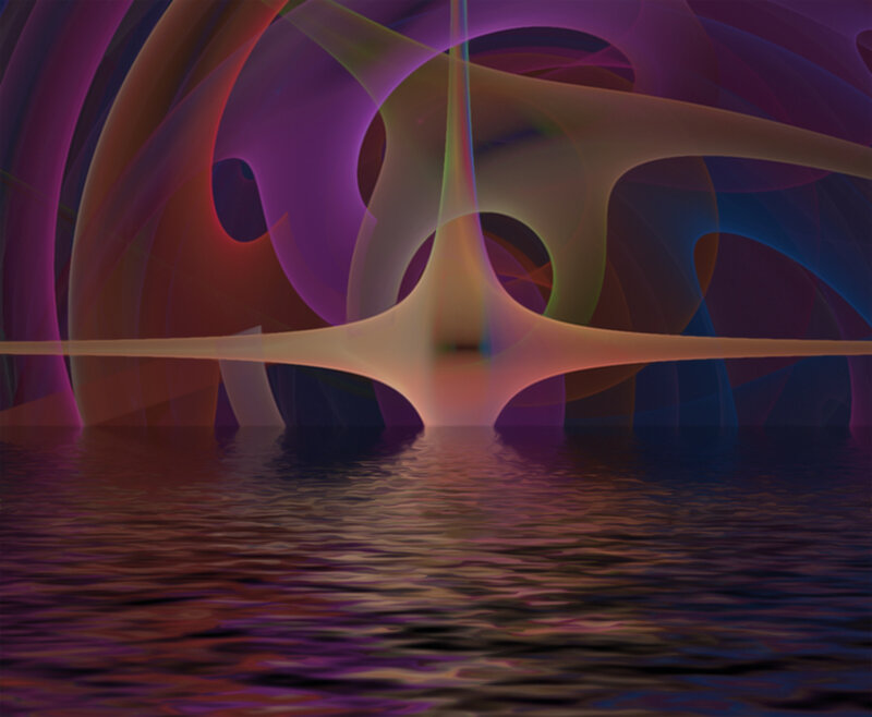 Abstract fractal art with water reflection