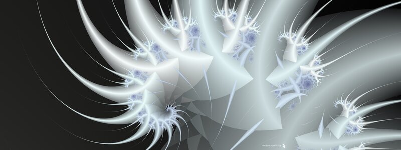 Abstract fractal art with white and blue patterns