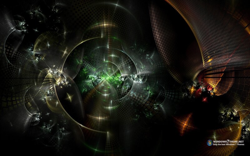Abstract Fractal Design — Black, Dramatic, Digital Art, Green Light