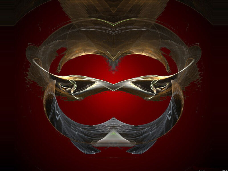 Abstract Fractal Design — Red, Dramatic, Digital Art, Heart Shape