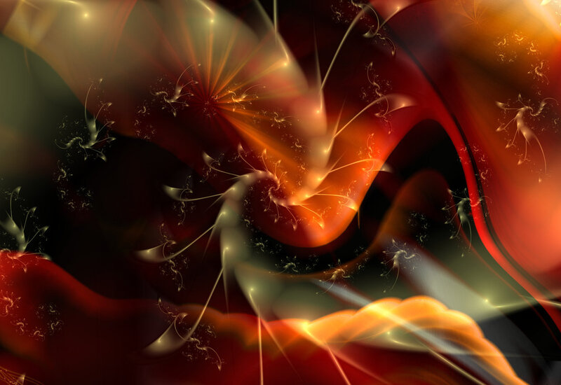 Abstract Fractal Design — Red, Dramatic, Digital Art, Light Rays