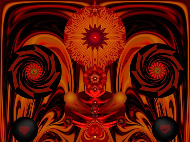 Abstract Fractal Design — Red, Dramatic, Digital Art, Spirals