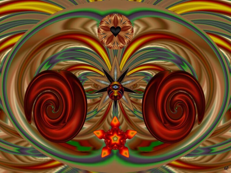 Abstract Fractal Design — Red, Hypnotic, Digital Art, Heart