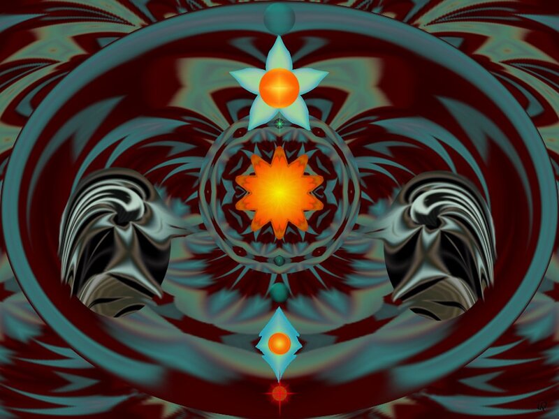 Abstract Fractal Design — Red, Hypnotic, Digital Art, Star
