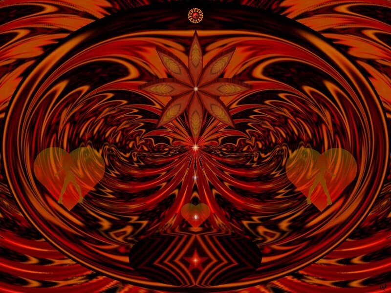 Abstract Fractal Design — Red, Hypnotic, Digital Art